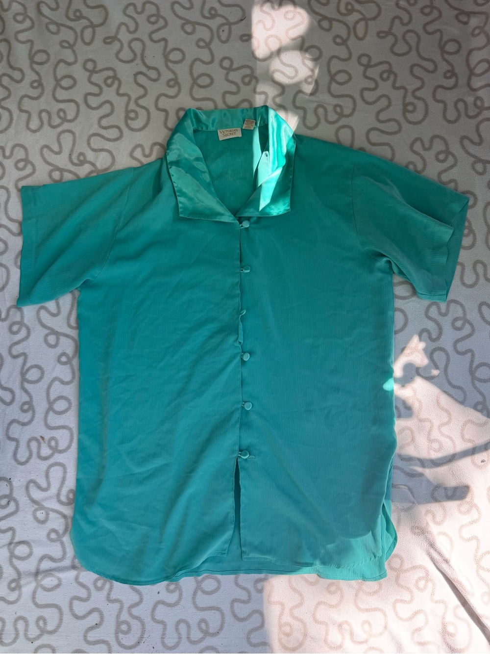 Vintage Victoria's Secret Teal Short-Sleeve Sleep Shirt